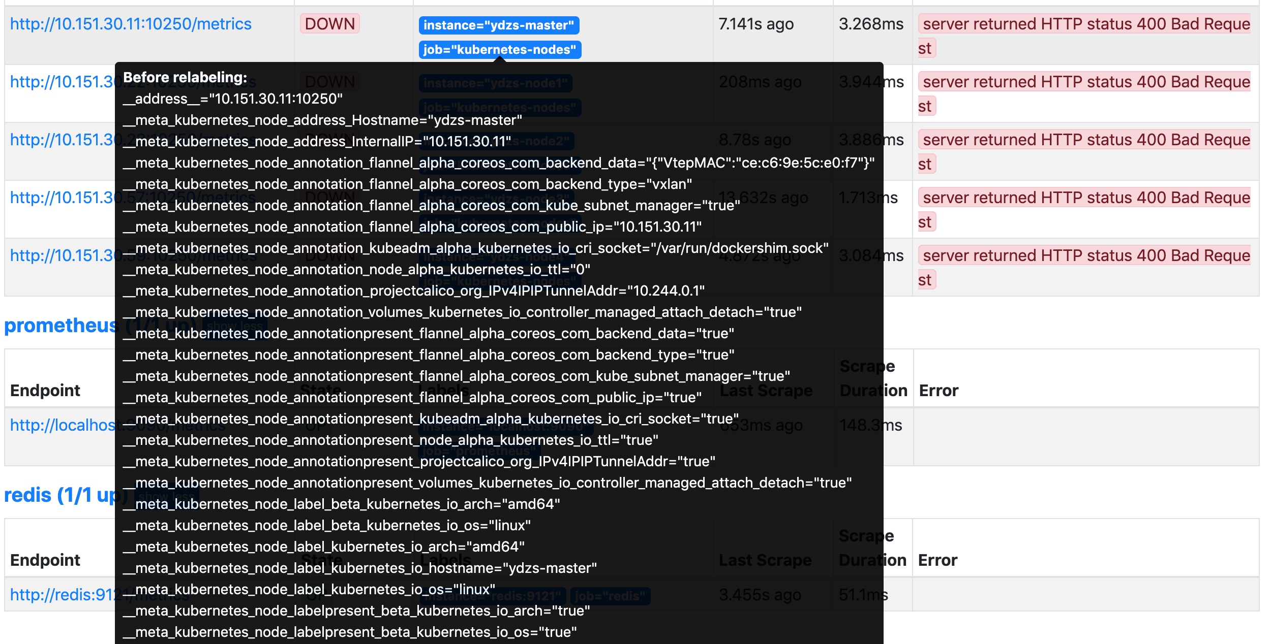 prometheus webui relabel before